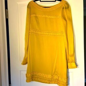 Catherine Malandrino yellow long sleeve silk dress